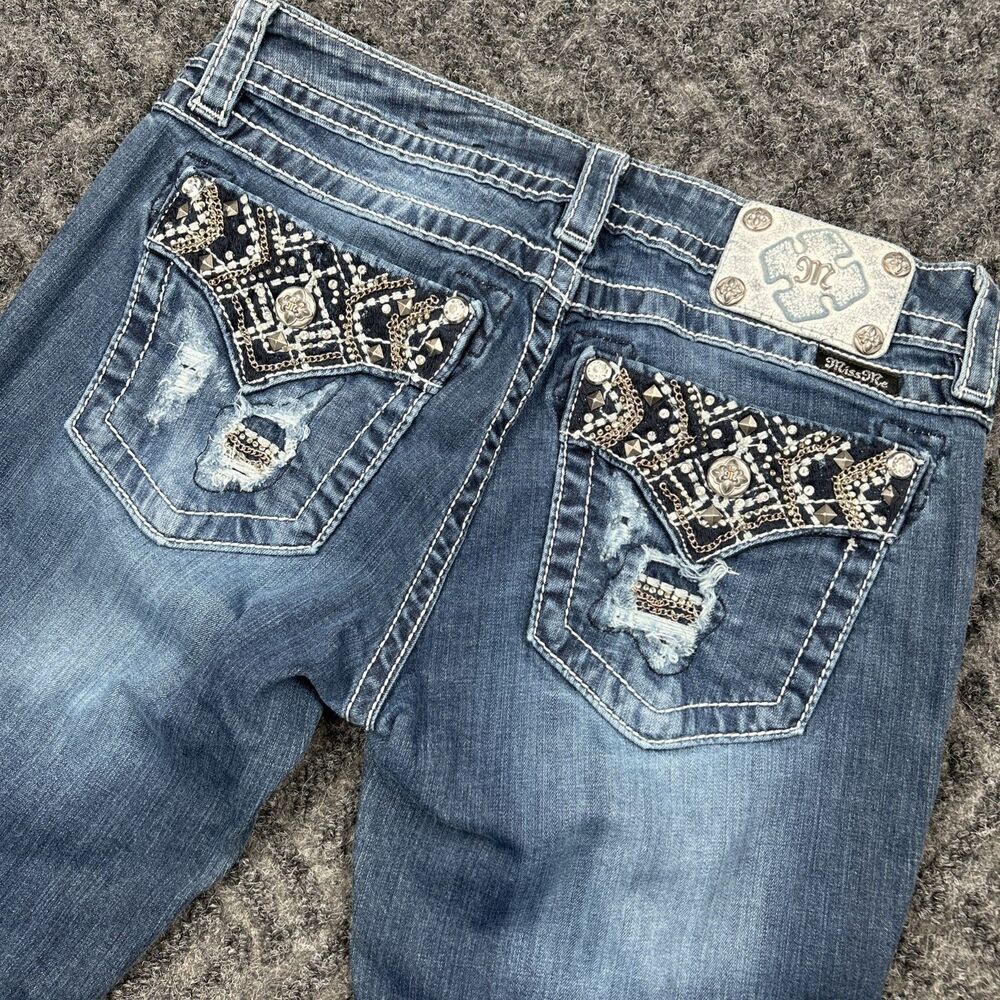 Miss Me Jeans Signature Bootcut 30x30 Embellished Chains Jewels Stretch
